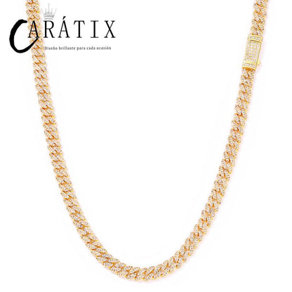 CARÁTIX – 7mm 5A+ CZ Paved Solid Cuban Curb Link Chain Necklace | Bling Hip Hop Jewelry for Men & Women