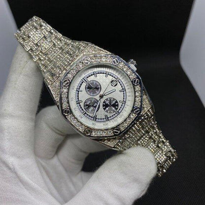Date Blacked Chronograph Iced Out Watch – Luxury Hip Hop Style - CaratixJewelry