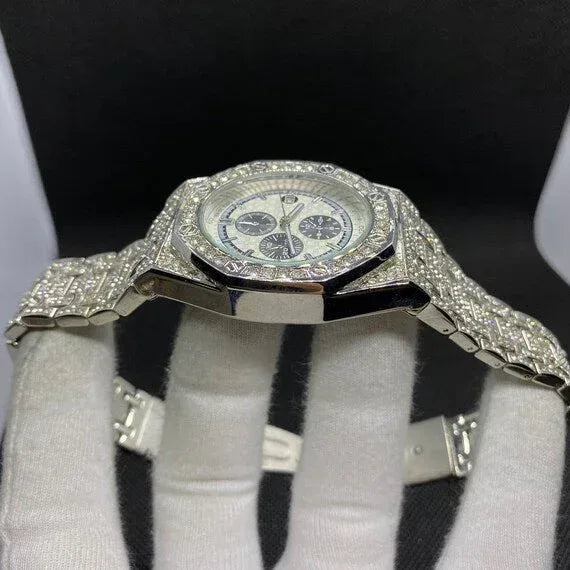 Date Blacked Chronograph Iced Out Watch – Luxury Hip Hop Style - CaratixJewelry