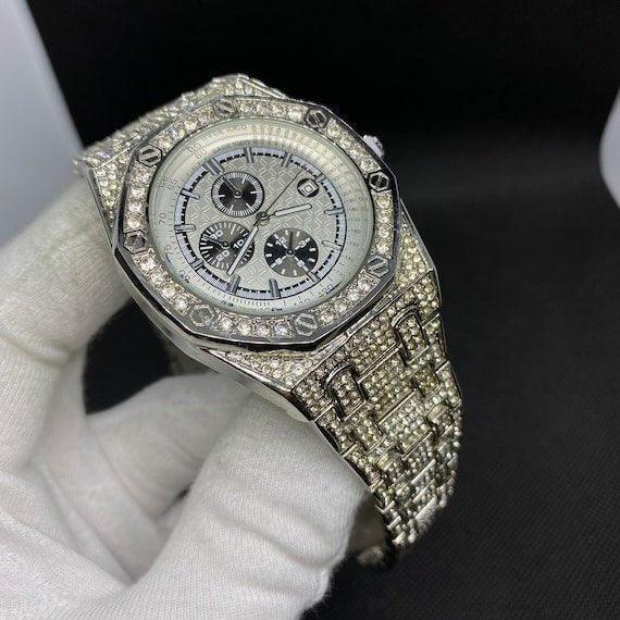 Date Blacked Chronograph Iced Out Watch – Luxury Hip Hop Style - CaratixJewelry