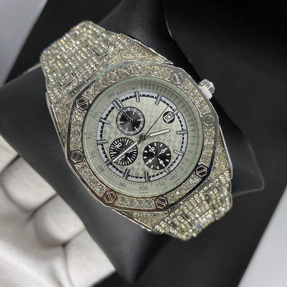 Date Blacked Chronograph Iced Out Watch – Luxury Hip Hop Style - CaratixJewelry