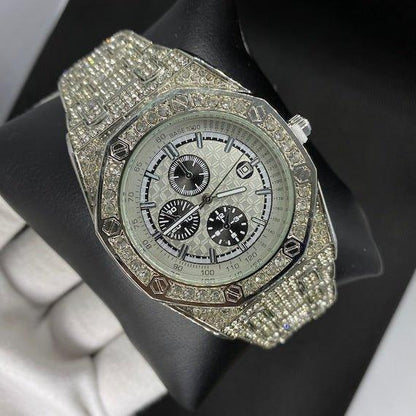 Date Blacked Chronograph Iced Out Watch – Luxury Hip Hop Style - CaratixJewelry
