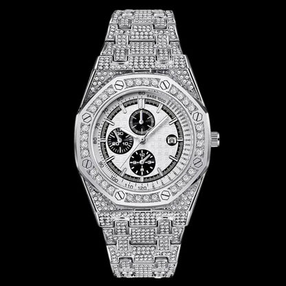 Date Blacked Chronograph Iced Out Watch – Luxury Hip Hop Style - CaratixJewelry