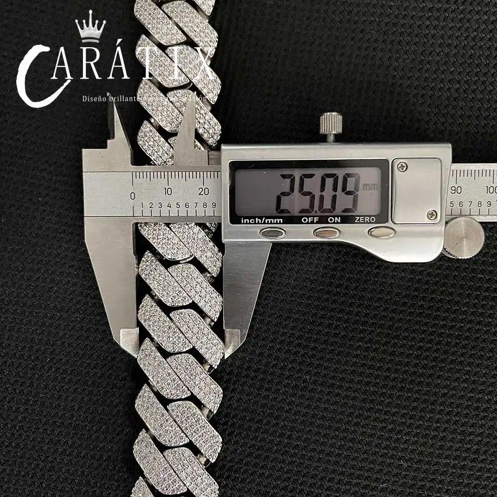 CARÁTIX 25mm Iced Out Cuban Link Chain Necklace – CZ Prong Set Thick Hip Hop Bling Jewelry for Men | Rapper Gift