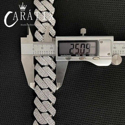CARÁTIX 25mm Iced Out Cuban Link Chain Necklace – CZ Prong Set Thick Hip Hop Bling Jewelry for Men | Rapper Gift
