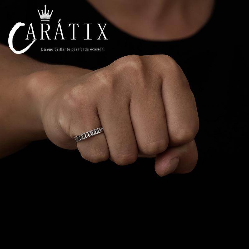 Caratix-New Classic Glossy Ring Couple Ring Plating Personality Simple Unisex Ring Accessories High Quality Hip Hop Ring