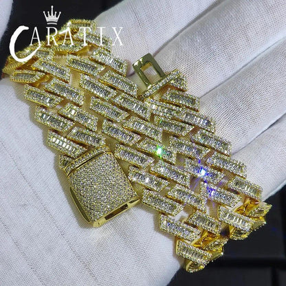 CARÁTIX 18mm Miami Cuban Link Chain Necklace – Mixed Inlay Zircon Iced Out Hip Hop Bling Jewelry for Men | Luxury Gift