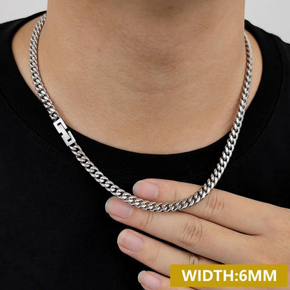 CARÁTIX - 2024 Fashion New Hip Hop Stainless Steel 18 k  Miami Cuban Link Chain Men Necklace Jewelry Valentine's Day Gift for Men & Girls & Boys Mothers' Day Gift #Springtok