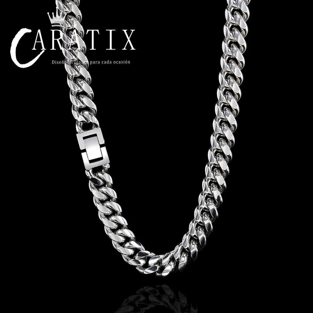 CARÁTIX - Hip Hop Cuban Curb Link Mens Miami Stainless Steel   Chain Necklace Jewelry Gift For Him 6/8/10/12MM Valentine's Day Gift for Men & Girls & Boys Mothers' Day Gift #Springtok