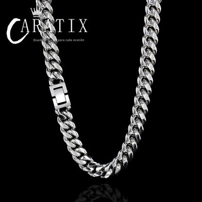 CARÁTIX - Hip Hop Cuban Curb Link Mens Miami Stainless Steel   Chain Necklace Jewelry Gift For Him 6/8/10/12MM Valentine's Day Gift for Men & Girls & Boys Mothers' Day Gift #Springtok