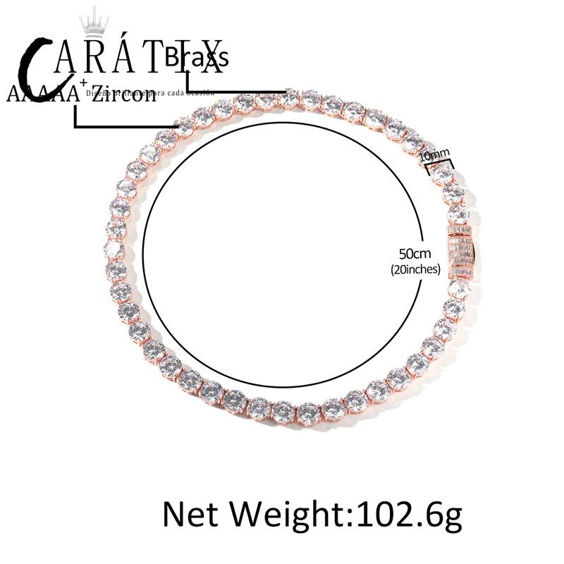 CARÁTIX - Hip Hop 3A+ CZ Stone Paved Bling Iced Out 10mm Tennis Link Chain Necklaces for Men Rapper Jewelry Golden Silver Color Valentine's Day Gift for Men & Girls & Boys Mothers' Day Gift #Springtok