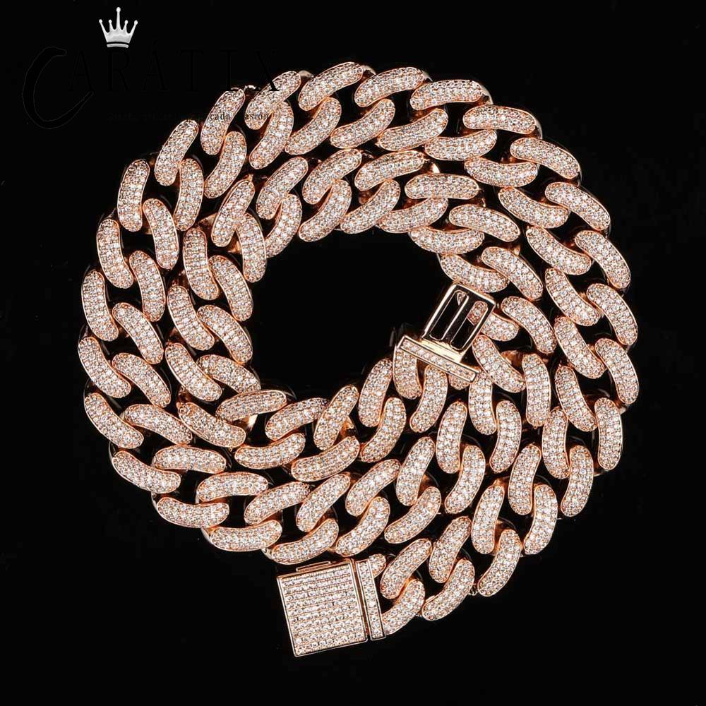 CARÁTIX Rose Gold Iced Out Cuban Chain | AAA CZ Miami Link Hip Hop Necklace for Men