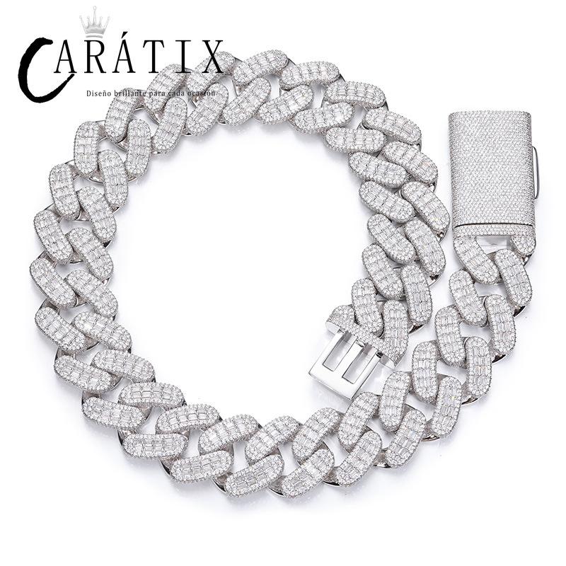 CARÁTIX 28mm Heavy Cuban Link Chain Necklace – 5A+ CZ Iced Out Solid Hip Hop Bling Jewelry for Men | Rapper Gift