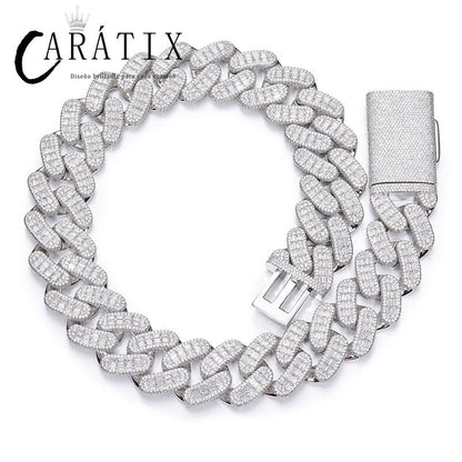 CARÁTIX 28mm Heavy Cuban Link Chain Necklace – 5A+ CZ Iced Out Solid Hip Hop Bling Jewelry for Men | Rapper Gift