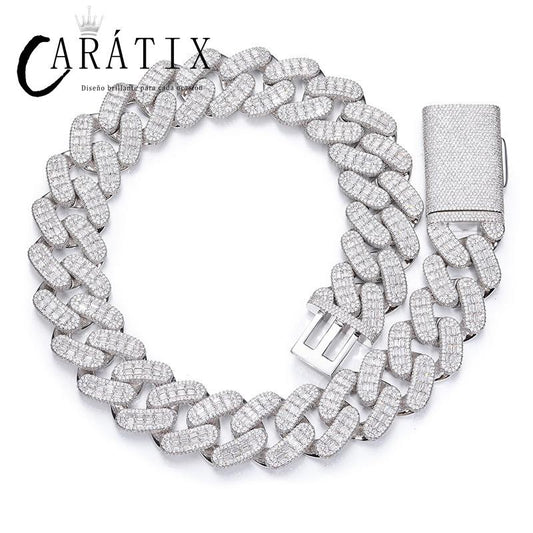 CARÁTIX 28mm Heavy Cuban Link Chain Necklace – 5A+ CZ Iced Out Solid Hip Hop Bling Jewelry for Men | Rapper Gift
