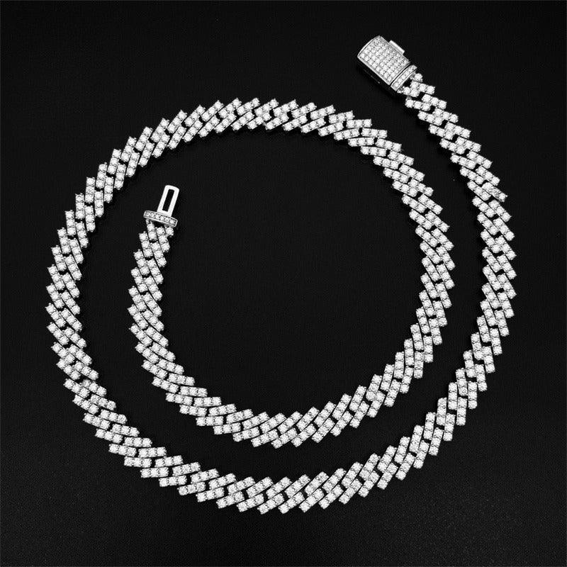 8mm D-Shape Moissanite Cuban Link Necklace | S925 Silver Men’s Hip Hop Chain - CaratixJewelry
