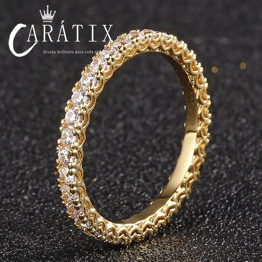 CARÁTIX Single-Row Zircon Couple Ring | Plated Unisex High Quality Hip Hop Jewelry