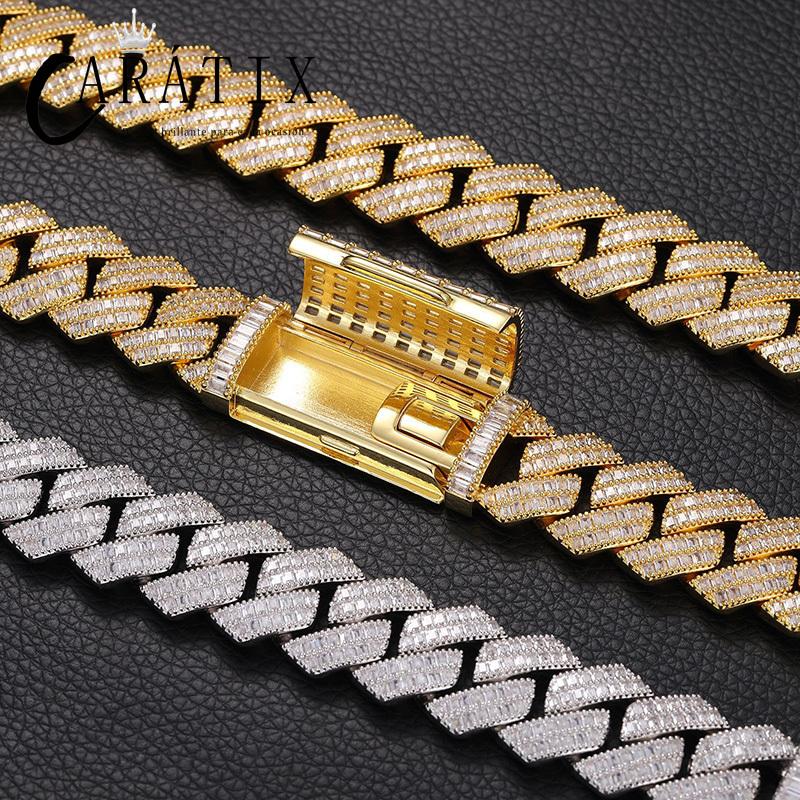 CARÁTIX 20mm Iced Out Cuban Link Chain Necklace – 3A CZ Rhombus Hip Hop Bling Jewelry for Men | Solid Rapper Gift