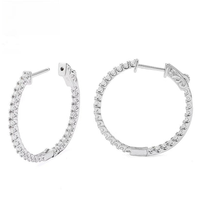 Large Moissanite Hoop Earrings S925 Silver | Big Iced Out Hoops D VVS1 | Caratix