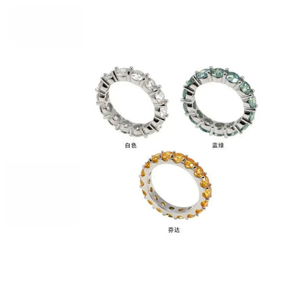 5mm Colored Moissanite Band Ring | S925 Silver Unisex Iced Out Hip Hop Jewelry - CaratixJewelry