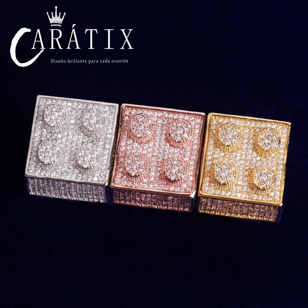 Caratix-Foreign Trade Hip Hop Wind Dice Ring Real Electroplating Fashion Personality Hipster Ring Men's Hiphop Ring High Quality Hip Hop Ring