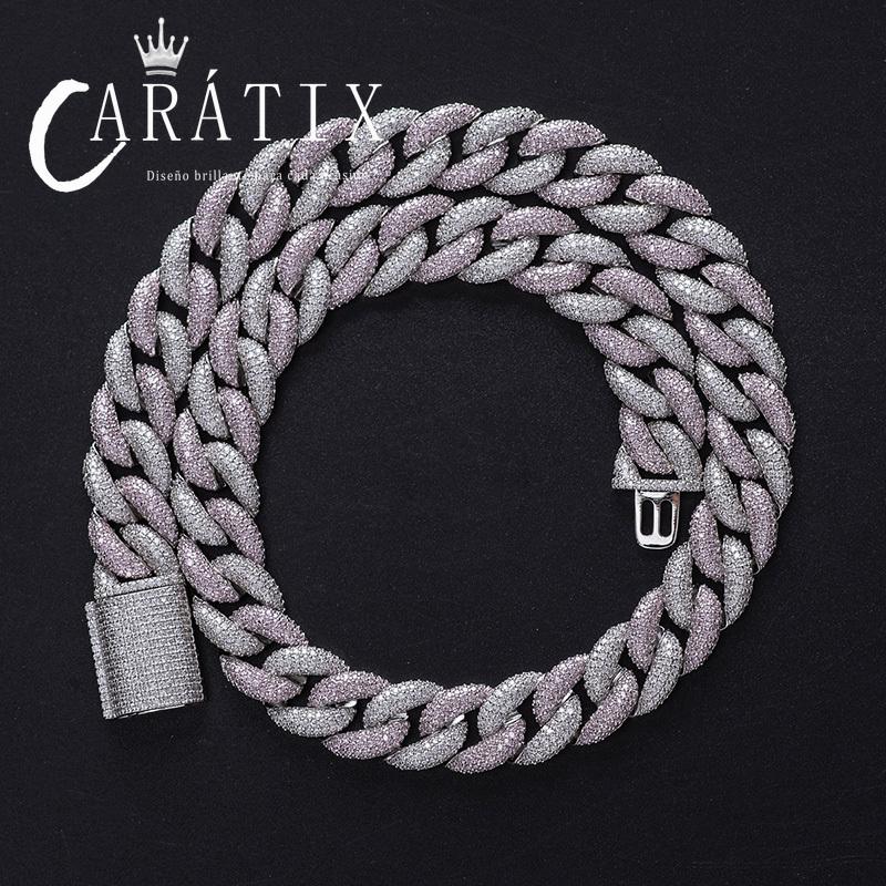 CARÁTIX 15mm Cuban Miami Chain | Micro Paved CZ Iced Out Hip Hop Necklace for Men