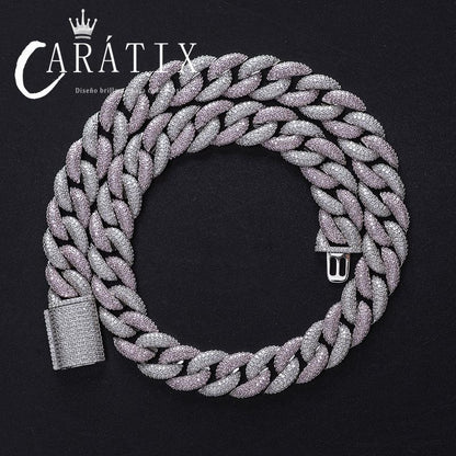 CARÁTIX 15mm Cuban Miami Chain | Micro Paved CZ Iced Out Hip Hop Necklace for Men