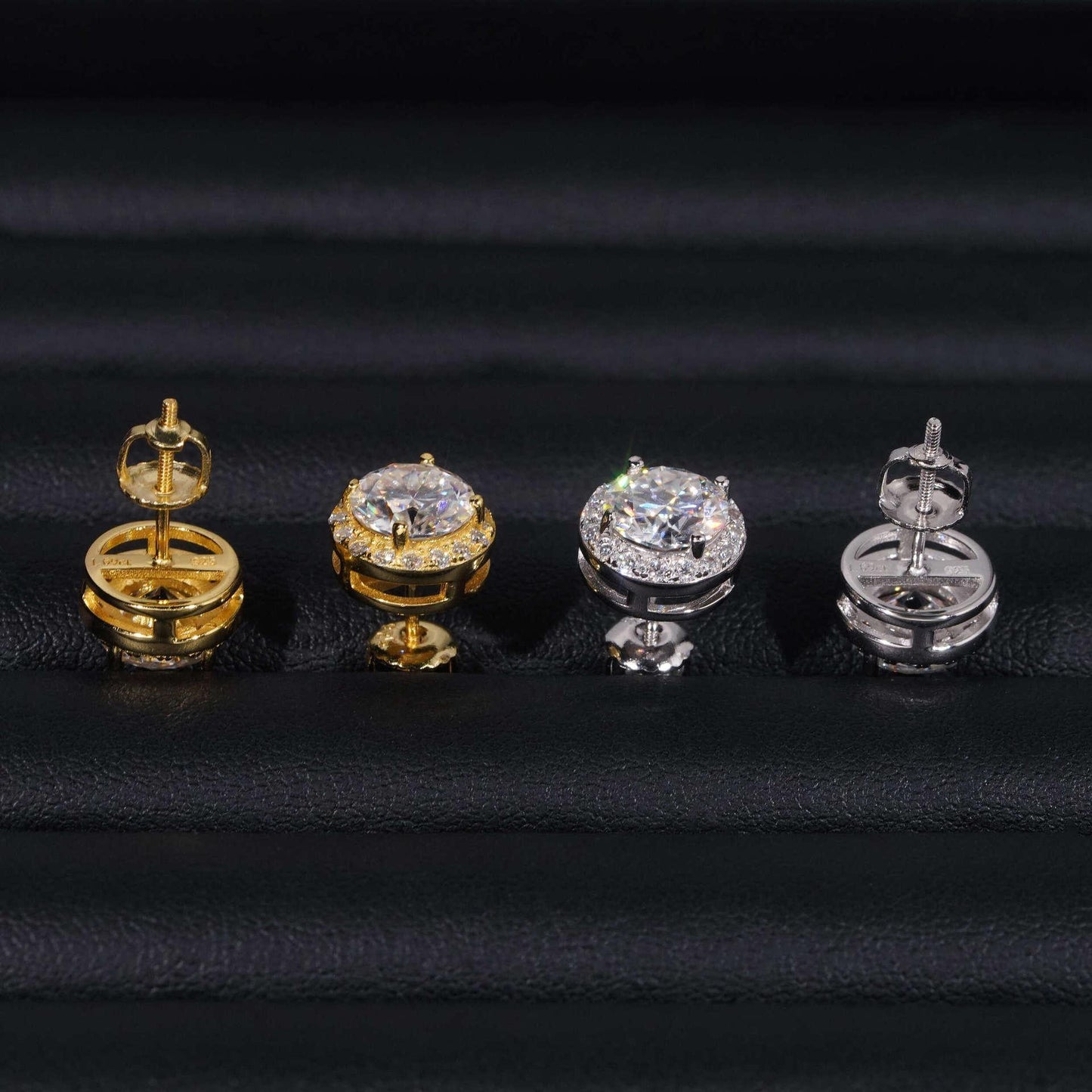 S925 Silver Round Bezel Moissanite Stud Earrings - CaratixJewelry