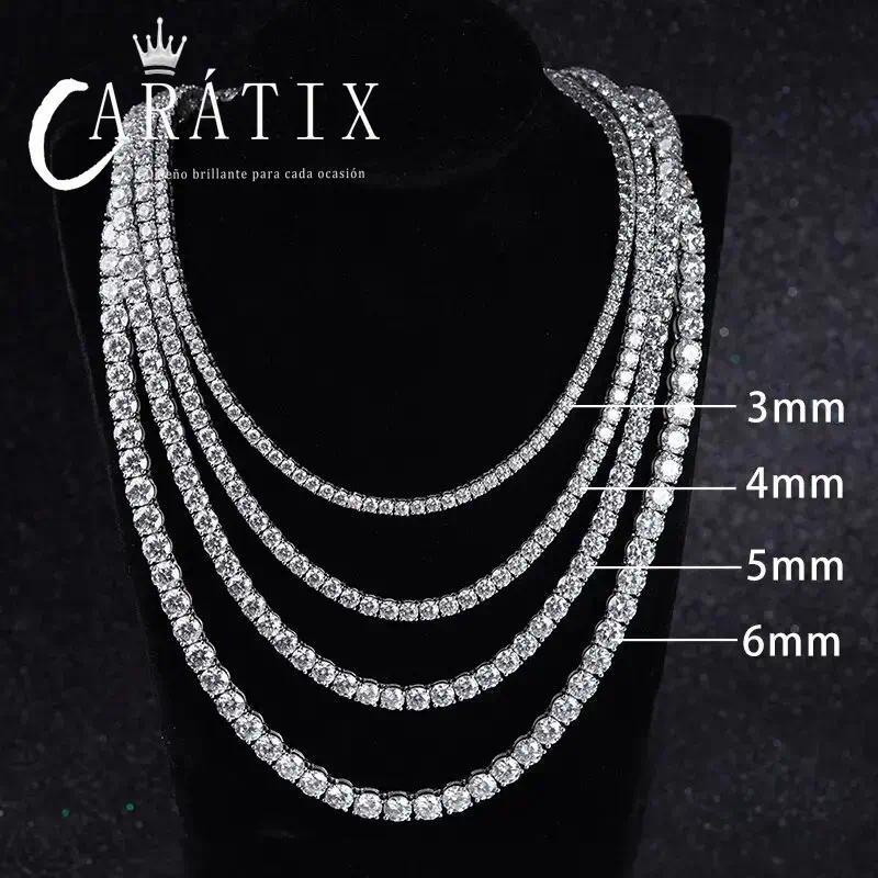 CARÁTIX - 3Mm-5Mm  Bling 5A Cubic Zirconia1 Row Tennis Chain Necklace Men  5A Men And Woman Necklace Valentine's Day Gift for Men & Girls & Boys Mothers' Day Gift #Springtok