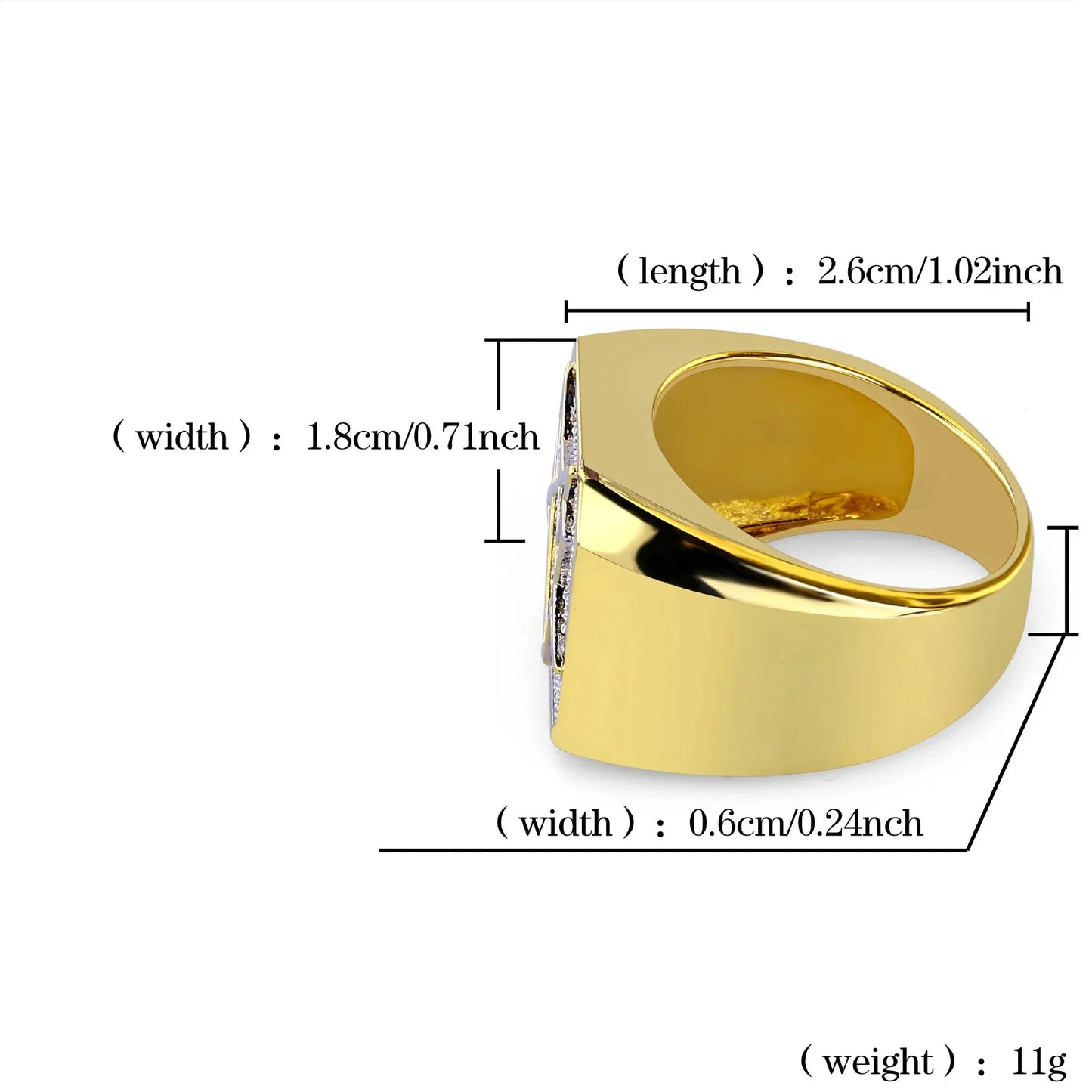 Men's Geometric Iced Out Ring | 18K Gold Plated Zirconia Band | Caratix