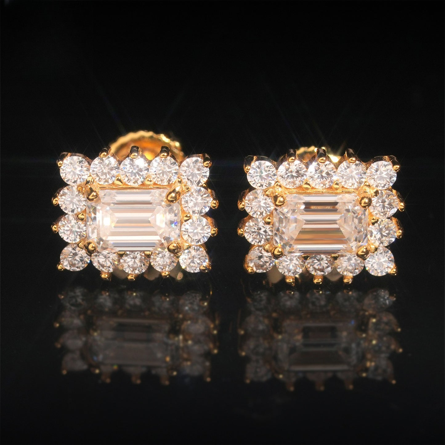 Square Lace Moissanite Stud Earrings - Elegant S925 Silver Geometric Bling | Caratix