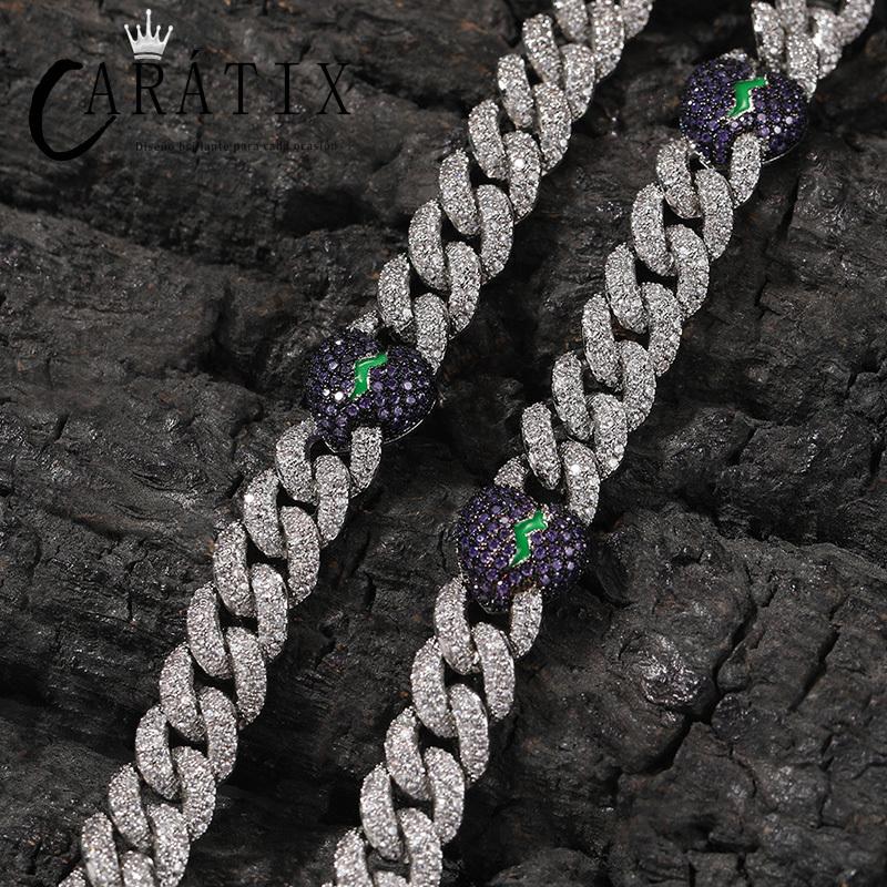 CARÁTIX 9mm Broken Heart Cuban Link Chain Necklace – 5A+ CZ Iced Out Hip Hop Bling Jewelry for Men | Rapper Gift