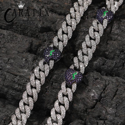 CARÁTIX 9mm Broken Heart Cuban Link Chain Necklace – 5A+ CZ Iced Out Hip Hop Bling Jewelry for Men | Rapper Gift