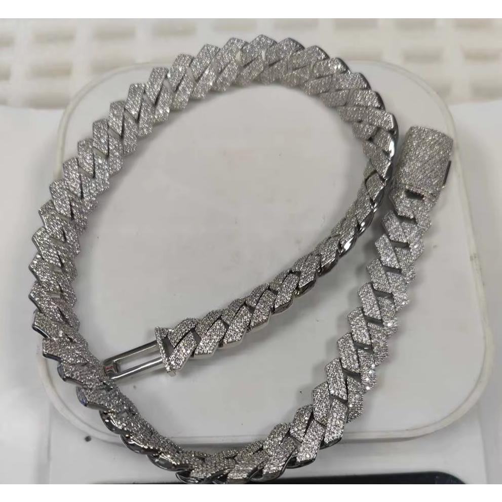 CARÁTIX -  15mm 4 Rows Cuban Chain Necklace White   Cz Prong Necklace  Cuban Link Chain For Men Valentine's Day Gift for Men & Girls & Boys Mothers' Day Gift #Springtok