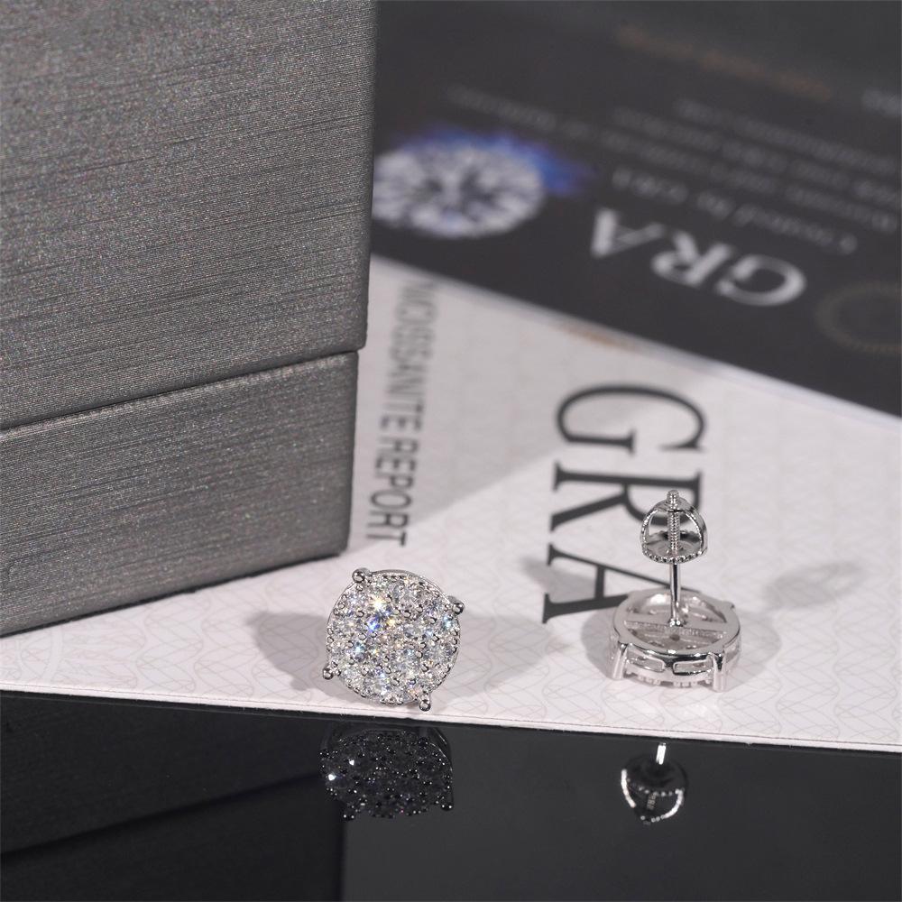 New S925 Silver Full Pave Moissanite Round Stud Earrings - CaratixJewelry
