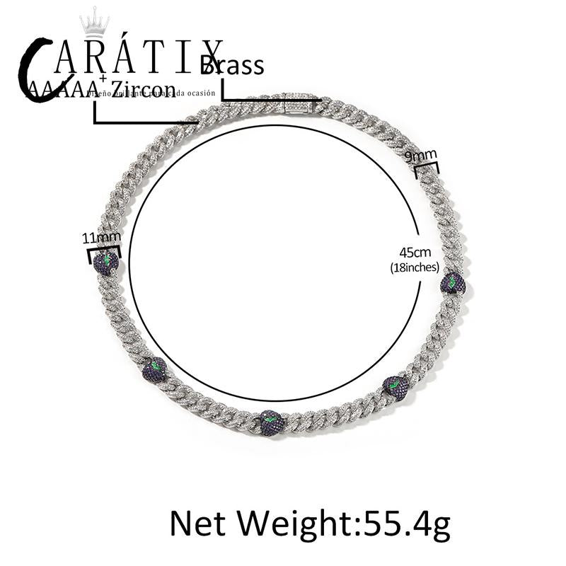 CARÁTIX 9mm Broken Heart Cuban Link Chain Necklace – 5A+ CZ Iced Out Hip Hop Bling Jewelry for Men | Rapper Gift