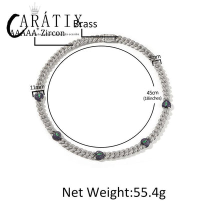 CARÁTIX 9mm Broken Heart Cuban Link Chain Necklace – 5A+ CZ Iced Out Hip Hop Bling Jewelry for Men | Rapper Gift