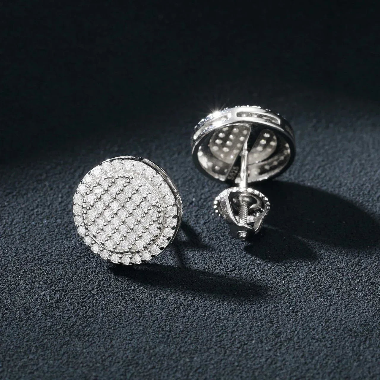 Disk Screw Back 18k Gold 925 Silver VVS Hip Hop Earrings - CaratixJewelry
