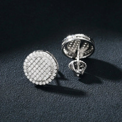 Disk Screw Back 18k Gold 925 Silver VVS Hip Hop Earrings - CaratixJewelry
