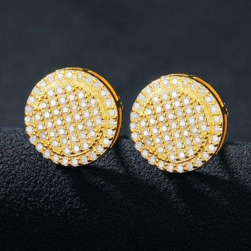 Disk Screw Back 18k Gold 925 Silver VVS Hip Hop Earrings - CaratixJewelry