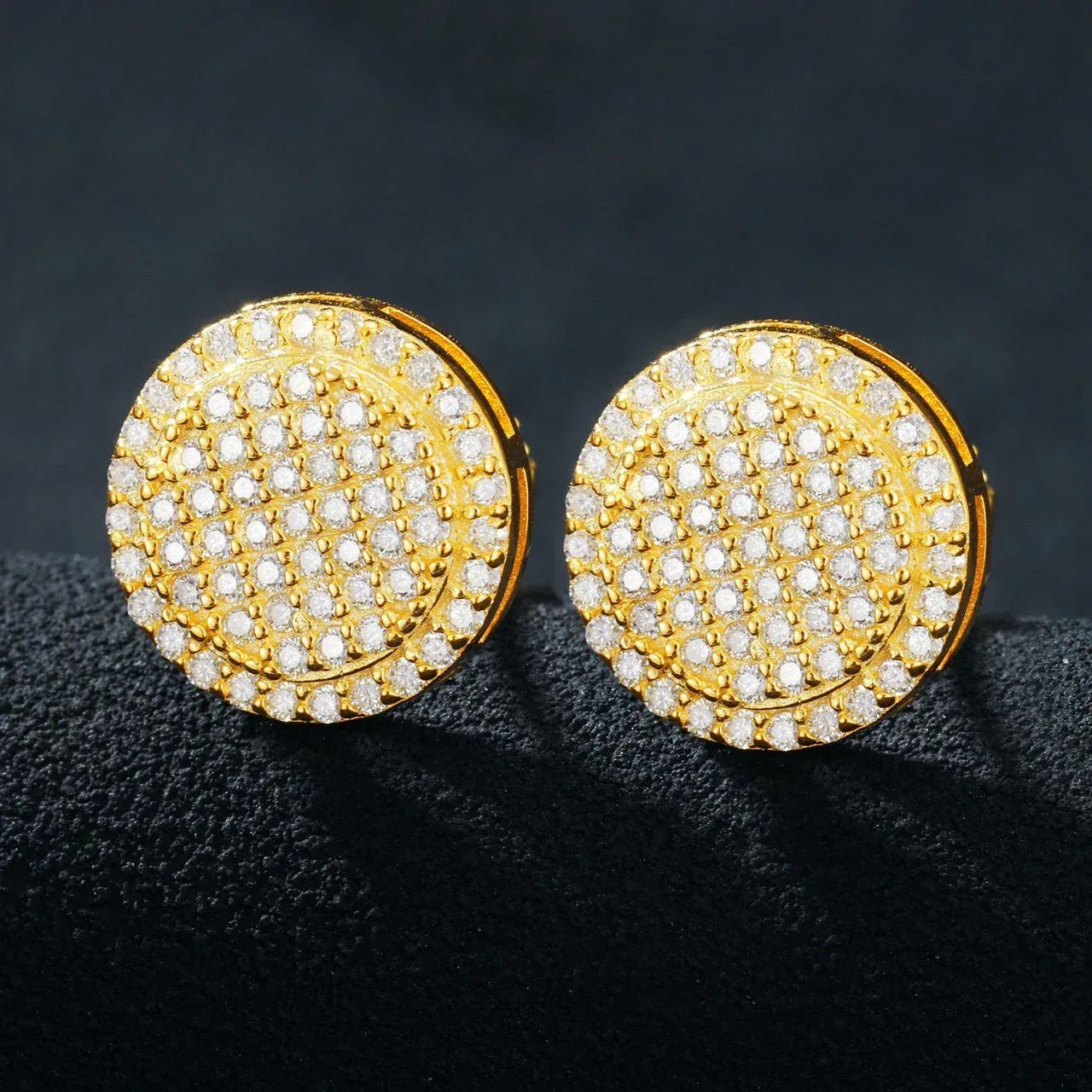 Disk Screw Back 18k Gold 925 Silver VVS Hip Hop Earrings - CaratixJewelry