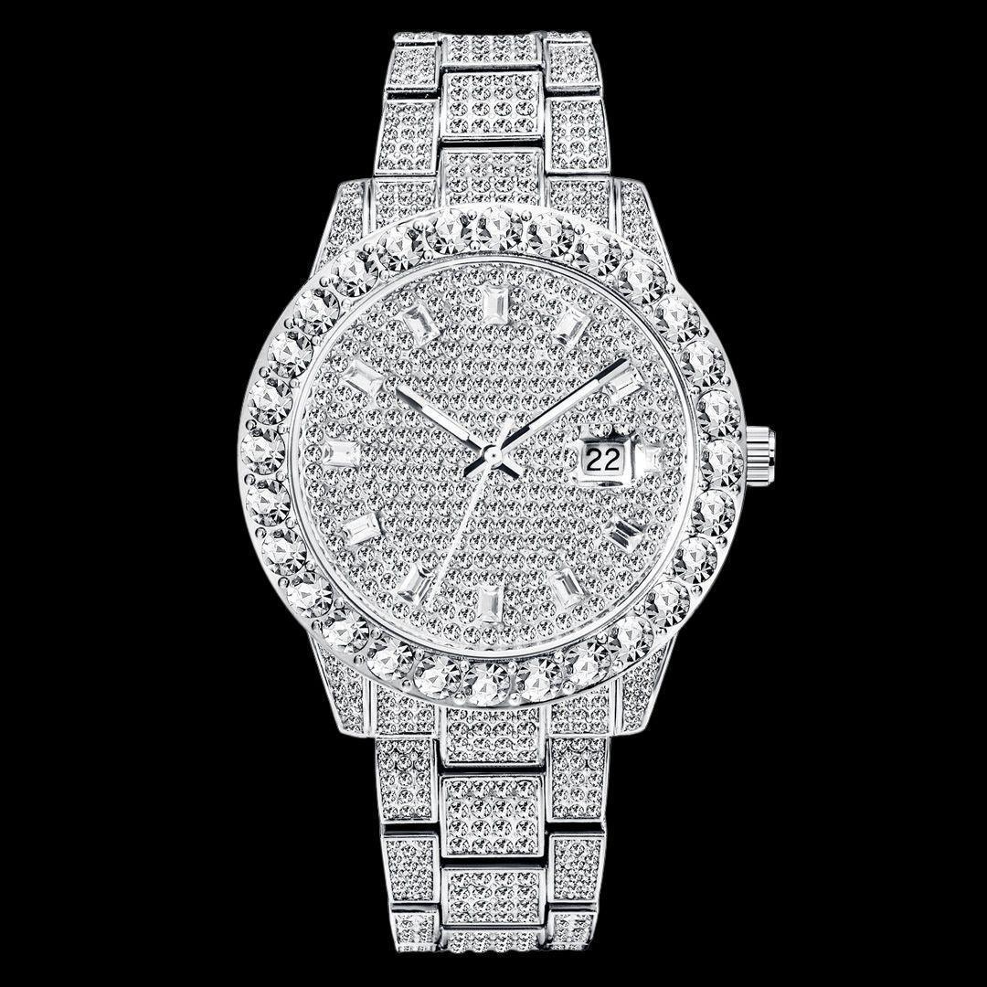 Double Baguette Numerals Iced Out Watch – Luxury Hip Hop Timepiece - CaratixJewelry