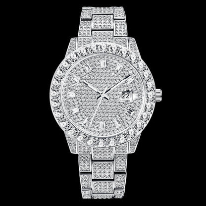 Double Baguette Numerals Iced Out Watch – Luxury Hip Hop Timepiece - CaratixJewelry