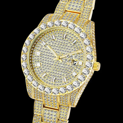 Double Baguette Numerals Iced Out Watch – Luxury Hip Hop Timepiece - CaratixJewelry