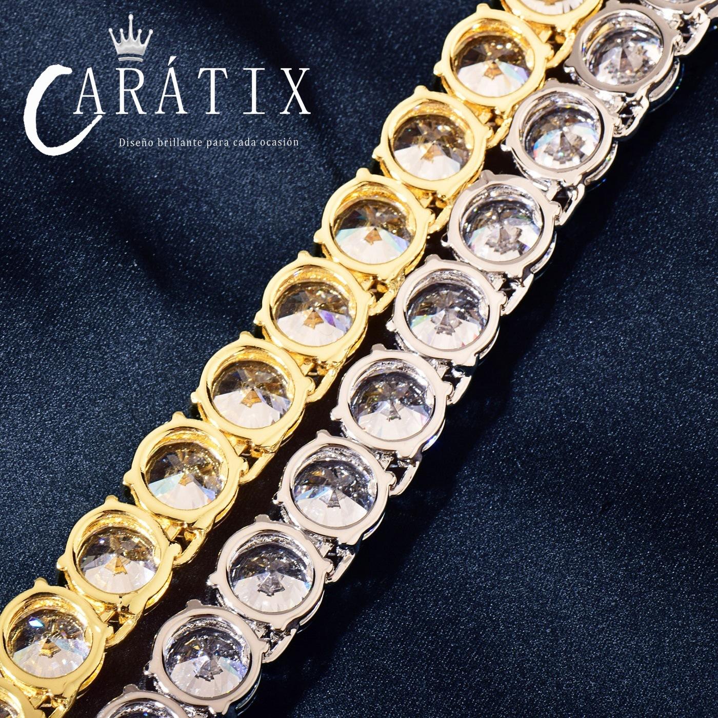 CARÁTIX - 10mm Hip Hop Copper Tennis Chain Iced Out CZ Single Row – Trendy Bling for Men & Women