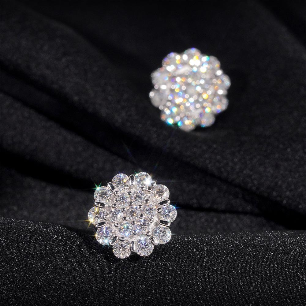 925 Silver Flower Shape Moissanite Stud Earrings - CaratixJewelry