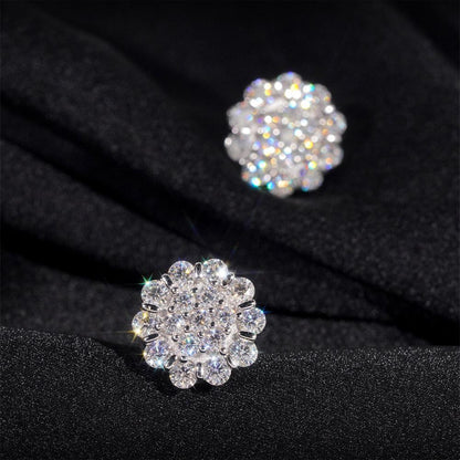 925 Silver Flower Shape Moissanite Stud Earrings - CaratixJewelry