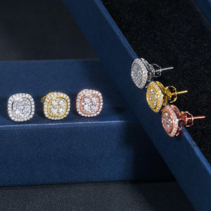 S925 Silver Round Moissanite Stud Earrings Unisex Classic Style - CaratixJewelry