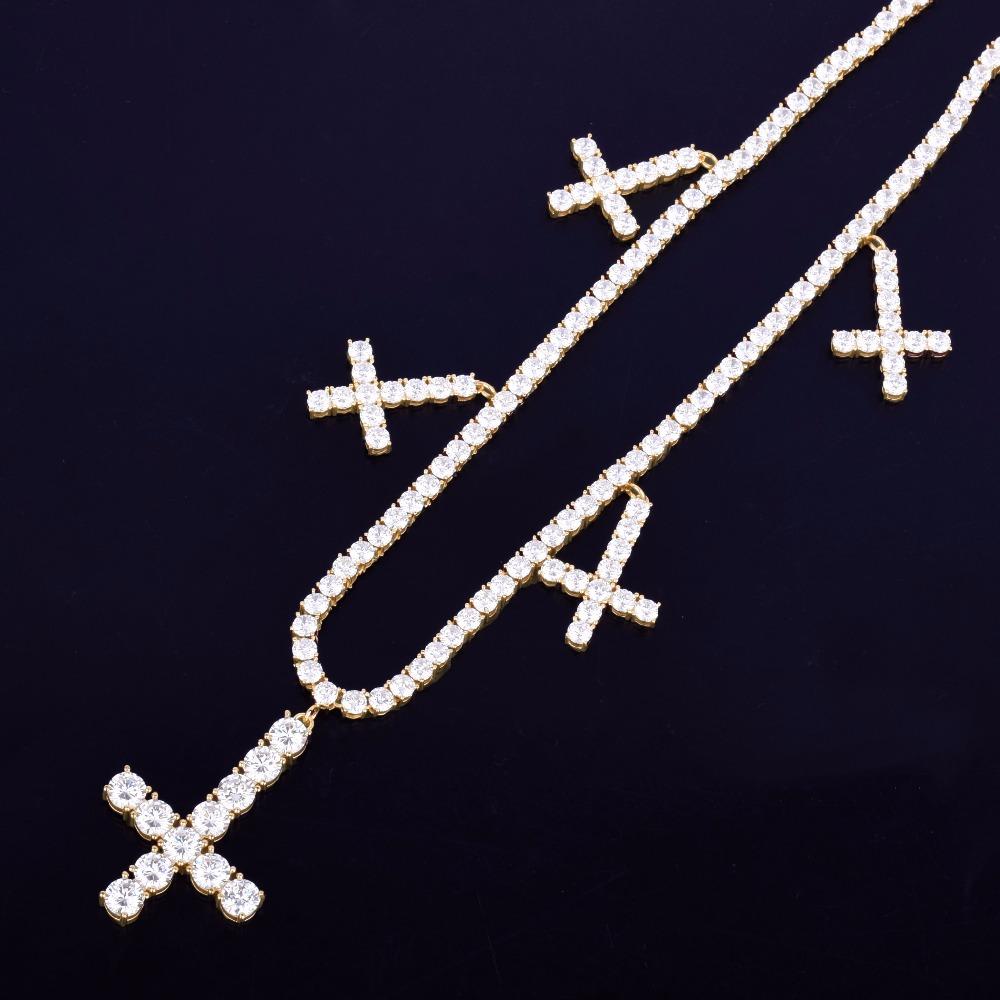 CARÁTIX Zircon Cross Pendant Necklace – Golden Hip Hop Chain Jewelry for Men & Women