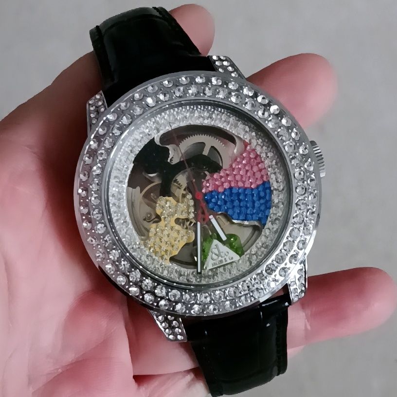 Luxury Mechanical Iced Out Watch Big Face Leather | Caratix